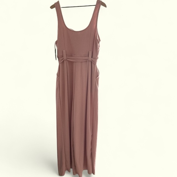 HALARA‎ Ribbed Asymmetric Neck Sleeveless Button Belted Wide Leg Casual Jumpsuit - Picture 5 of 13